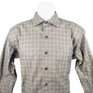 David Donahue Mens Plaid Button Down Long Sleeve Dress Shirt Large